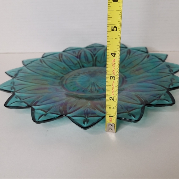 Vintage Teal Blue Federal Plate Platter Rare Iridescent Federal Glass 9.5 inches - Picture 3 of 6